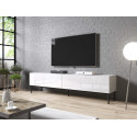 RTV SLIDE cabinet on black steel frame 200x40x50 cm all in gloss white