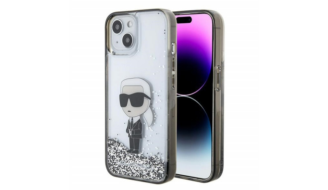 Karl Lagerfeld case for iPhone 15 6,1" KLHCP15SLKKNSK transparentna hardcase Liquid Glitter Ikonik
