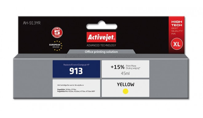 Activejet AH-913YR Ink (replacement for HP 913 F6T79AE; Premium; 45 ml; yellow)