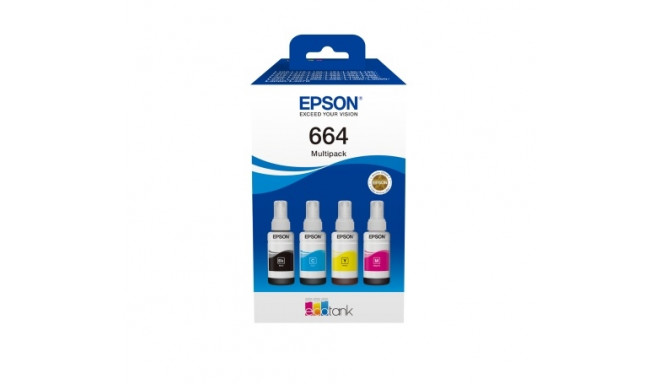 Epson 664 EcoTank (C13T66464A) Ink Cartridge, Black, Cyan, Magenta, Yellow, Multipack 4 colours