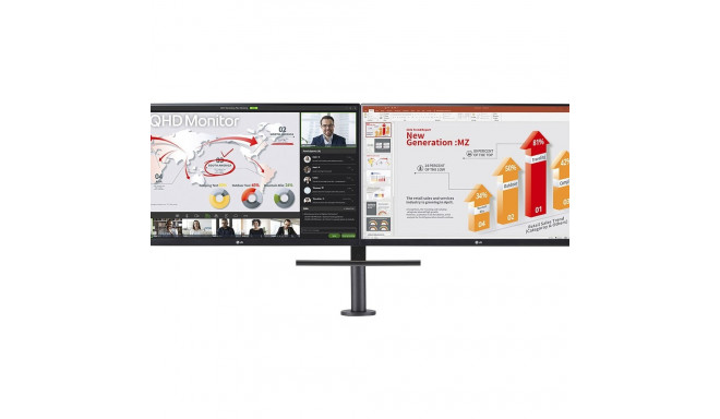 LG monitor 27" 2560x1440 Ergo Dual 27QP88DP-BS 16:9 5ms IPS HDMI DisplayPort USB-C VESA Pivot