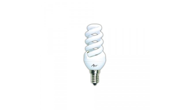 ART fluorescent bulb ''mini spiral'', 9W, E14, 9mm, WW, (equivalent 45W)