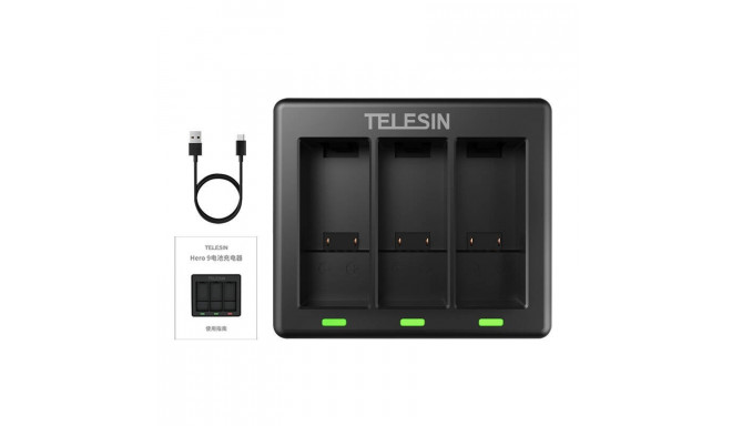 3-slot charger Telesin for GoPro Hero 12 / Hero 11 / Hero 10 / Hero 9