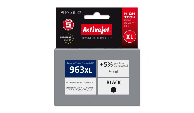 Activejet AH-963BRX Ink Cartridge (replacement for HP 963XL 3JA30AE; Premium; 2100 pages; 50 ml, bla