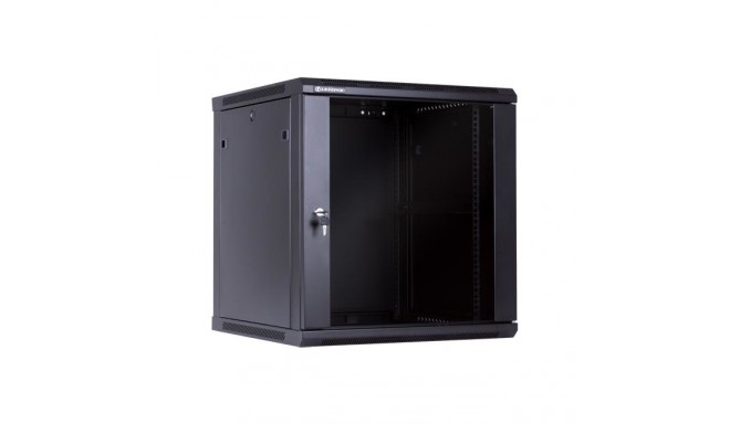 Linkbasic rack wall-mounting cabinet 19'' 12U 600x600mm black (glass front door)