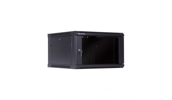 Linkbasic rack wall-mounting cabinet 19'' 6U 600x600mm black (glass front door)