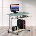 Techly Compact Desk for PC Metal & Glass with Wheels ICA-TB 3791A