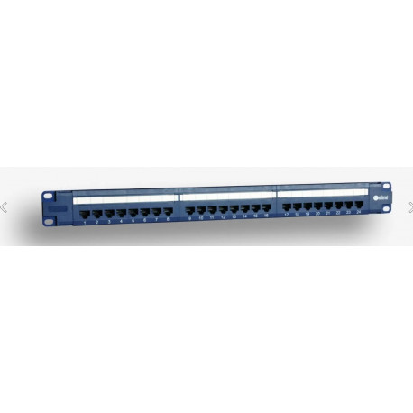 EMITERNET patch-paneel 19", 24xRJ45 UTP CAT.6 (1U) riiuliga, sinine (PoE)