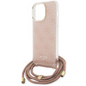 Original faceplate case GUESS GUHCP15LHC4SEP for iPhone 15 Pro (Crossbody Cord 4G Print / pink)