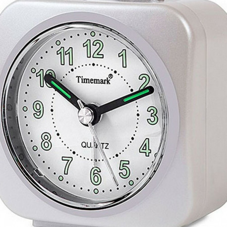 Analogue Alarm Clock Timemark White Silent with sound Night mode