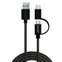 USB-kaabel-Mikro USB ja USB C Savio CL-128 Must 1 m