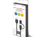USB-kaabel-Mikro USB ja USB C Savio CL-128 Must 1 m