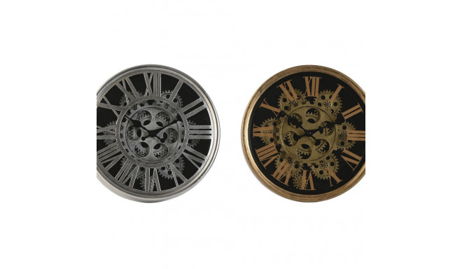 Wall Clock Home ESPRIT Black Golden Silver Metal Crystal 25 x 6,3 x 25 cm (2 Units)