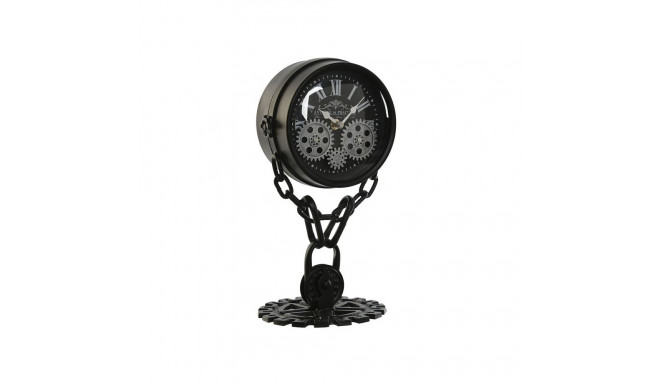 Table clock Home ESPRIT Black Silver Metal Crystal 18 x 17 x 33 cm