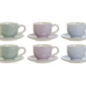 Komplekts ar kafijas tasēm DKD Home Decor Zils Balts Zaļš Ceriņš Metāls 180 ml