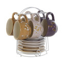 Piece Coffee Cup Set DKD Home Decor Yellow Pink Mustard Lilac Metal 180 ml