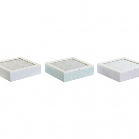 Infusioonide Karp DKD Home Decor Sinine Valge Roheline Lillla Metall Kristall Puit MDF (3 Ühikut)