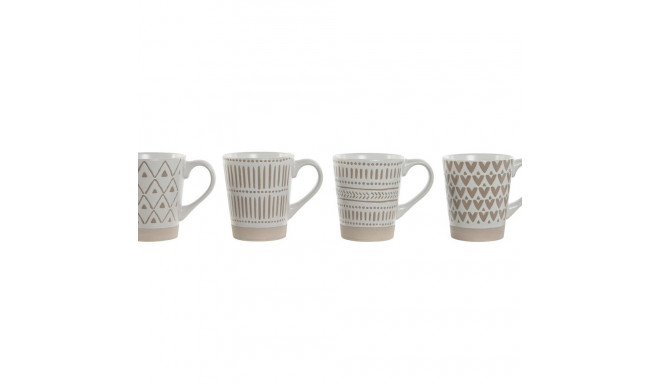 4 Piece Mug Set Home ESPRIT White Beige Stoneware 360 ml 9 x 7 x 10,6 cm