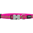 Dog collar Red Dingo STYLE STARS LIME ON HOT PINK 41-63 cm