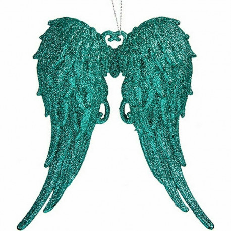 Christmas bauble Krist+ GEL-2020012002MG GEL-2020012002MG Green Plastic Glitter Angel Wings 13 x 14,