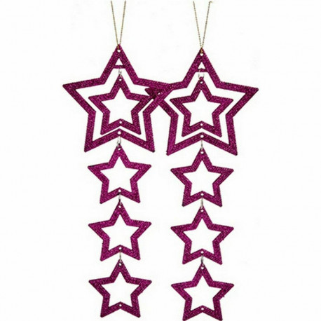 Christmas Decorations Set Krist+ 91775 91775 Fuchsia Plastic Glitter Star 19 x 0,2 x 23 cm 10 x 23 x