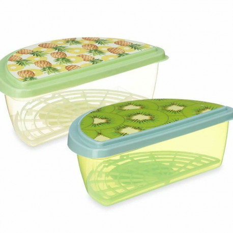 Lunch box Leknes TP581-2 Plastic Pineapple Kiwi 23 x 8 x 13 cm Fruit (24 Units)