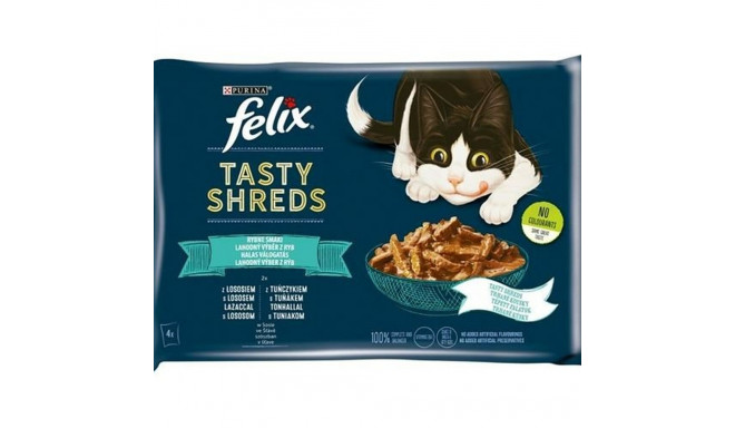 Kaķu barība Purina Tasty Shreds Laša krāsas Tunzivis 4 x 80 g