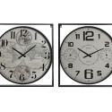 Wall Clock Home ESPRIT White Black Metal MDF Wood 62 x 6 x 65 cm (2 Units)