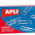 Clips Apli Nº 3 nickel 40 mm (10 Units)