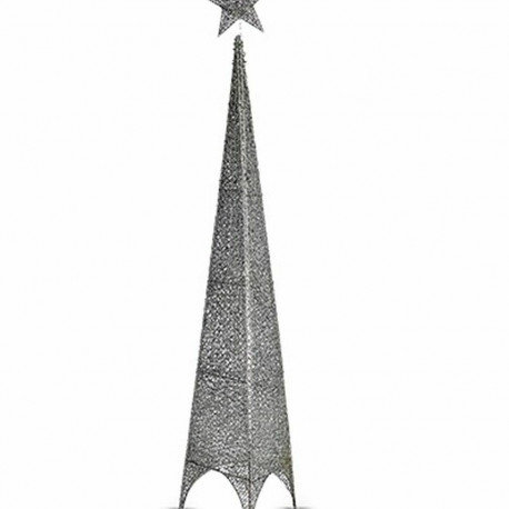 Christmas Tree Tower Star Silver Metal Plastic 28 x 127 x 28 cm (6 Units)