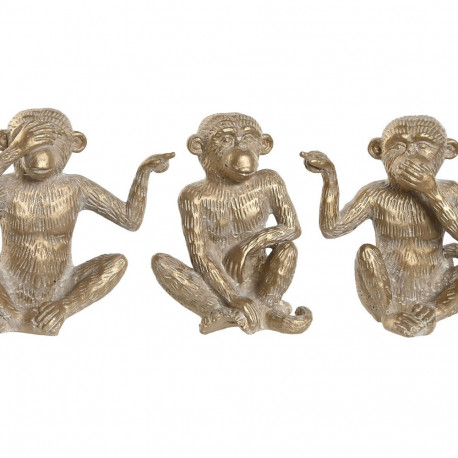 Dekoratiivkuju Home ESPRIT Kuldne Ahv Troopiline 14 x 10 x 14 cm (3 Ühikut)