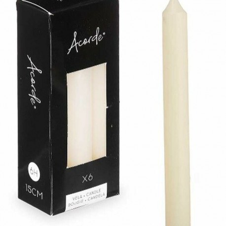 Candle Set Acorde 123-B-AR Cream 2 x 2 x 15 cm (12 Units)