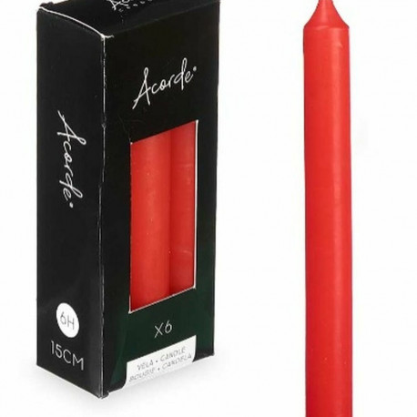 Candle Set Acorde 123-C-AR Red 2 x 2 x 15 cm (12 Units)