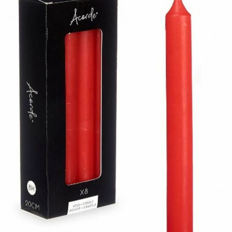 Candle Set Acorde 126-C-AR Red 2 x 2 x 20 cm (12 Units)