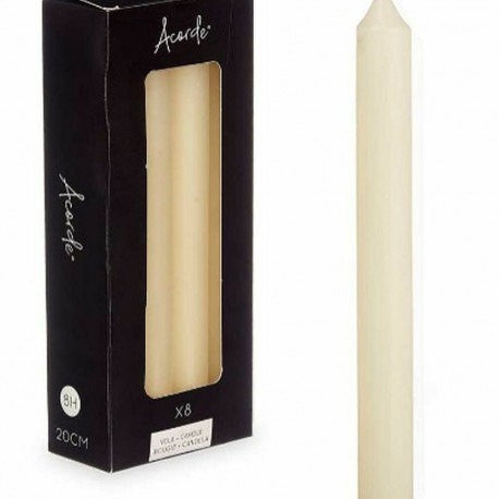Candle Set Acorde 126-B-AR Cream 2 x 2 x 20 cm (12 Units)