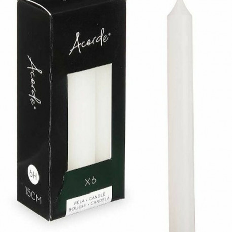 Candle Set Acorde 123-A-AR 123-A-AR White 2 x 2 x 15 cm 6 x 15 x 4 cm (12 Units)