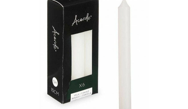 Küünla Komplekt Acorde 123-A-AR 123-A-AR Valge 2 x 2 x 15 cm 6 x 15 x 4 cm (12 Ühikut)