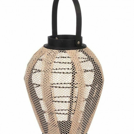 Latarnia Gift Decor D23029S D23029S Must Beež Puit Kangas Klaas Latarnia 25 x 30 x 25 cm Käepidemega