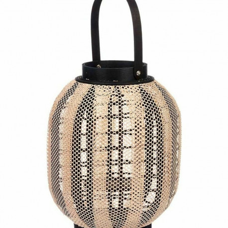 Latarnia Gift Decor D23026S D23026S Must Beež Puit Kangas Klaas Latarnia 27 x 32 x 27 cm Käepidemega