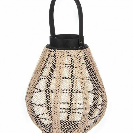 Latarnia Gift Decor D23028S D23028S Must Beež Puit Kangas Klaas Latarnia 25 x 30 x 25 cm Käepidemega