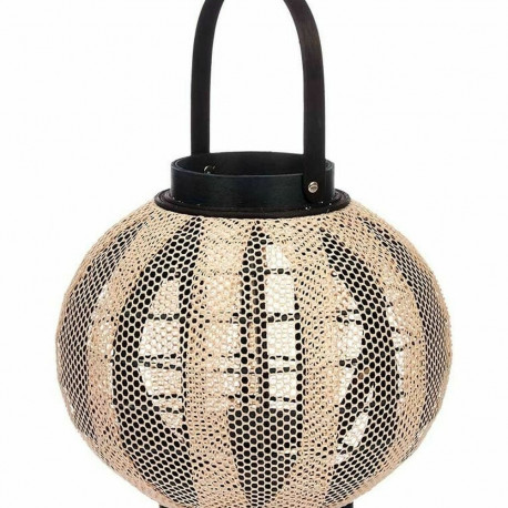 Latarnia Gift Decor D23027S D23027S Must Beež Puit Kangas Klaas Latarnia 30 x 30 x 30 cm Käepidemega