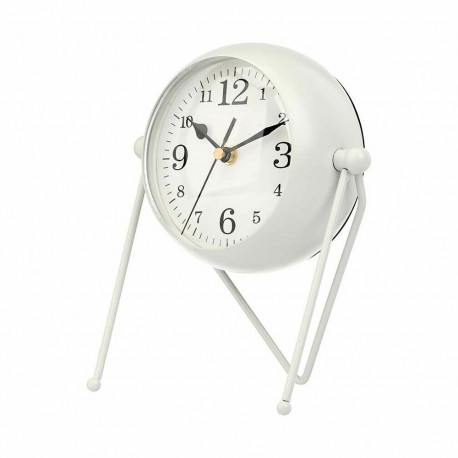 Table clock White Metal 18 x 21 x 12 cm (4 Units)