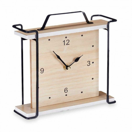 Table clock Black Metal MDF Wood 23 x 21 x 7 cm (6 Units)
