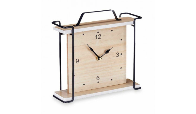 Table clock Black Metal MDF Wood 23 x 21 x 7 cm (6 Units)