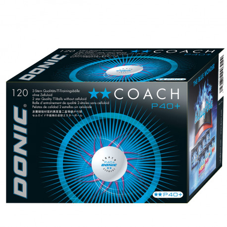 Table tennis ball DONIC P40+ Coach 2 star 120 pcs White