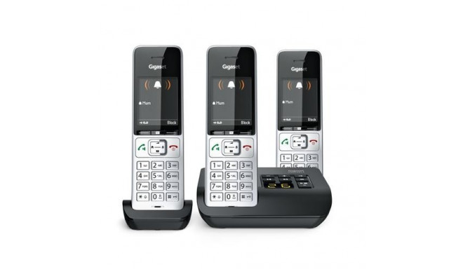 Gigaset COMFORT 500A Trio Analog/DECT telephone Caller ID Black, Silver