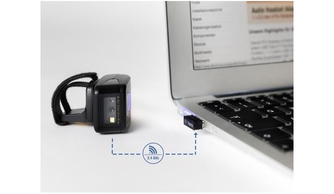 DeLOCK Ring Barcode Scanner 1D and 2D with 2.4 GHz or Bluetooth