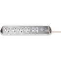 Brennenstuhl 1153590620 power extension 2 m 6 AC outlet(s) Indoor Silver, White