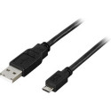 Deltaco USB 2.0 Cable A/micro B, 2m USB cable USB A Micro-USB B Black