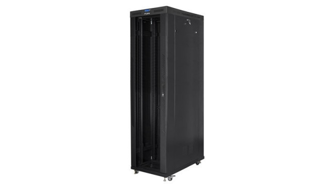 Standing rack cabinet 19 inches 47U 800x1200mm, glass LCD doors (FLAT PACK) black
